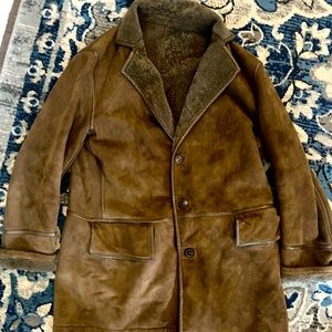 Salvatore Ferragamo Leather & Lambskin Shearling Coat Retail $3200 Quiet Luxury